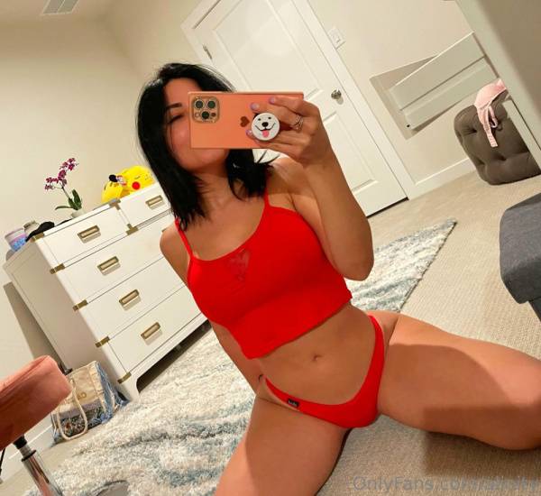 Alinity Braless Red Thong Mirror Selfies Onlyfans Set Leaked on myfansite.net